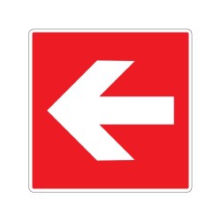 Panneau carré de sécurité incendie flèche vers la gauche signalisation en PVC, adhésif ou alu Dibond