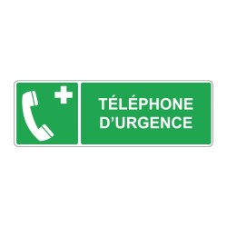 Panneau E004 secours rectangle - Téléphone d'urgence en adhésif, pvc ou alu dibond