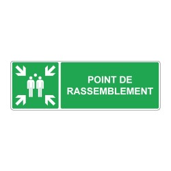 Panneau E007 secours rectangle - Point de rassemblement en adhésif, pvc ou alu dibond