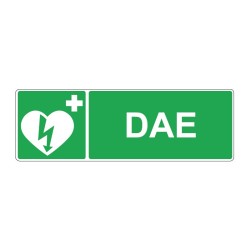Panneau E010 secours rectangle - DAE en adhésif, pvc ou alu dibond