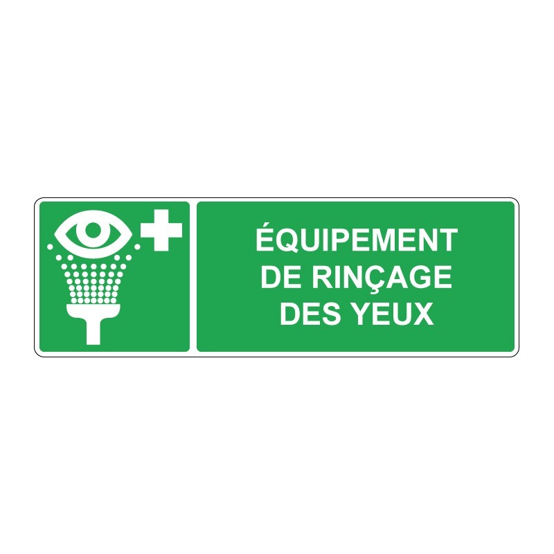 Panneau E011 secours rectangle - Équipement rinçage des yeux en adhésif, pvc ou alu dibond