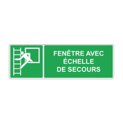 Panneau E016 secours rectangle - Fenêtre avec échelle en adhésif, pvc ou alu dibond