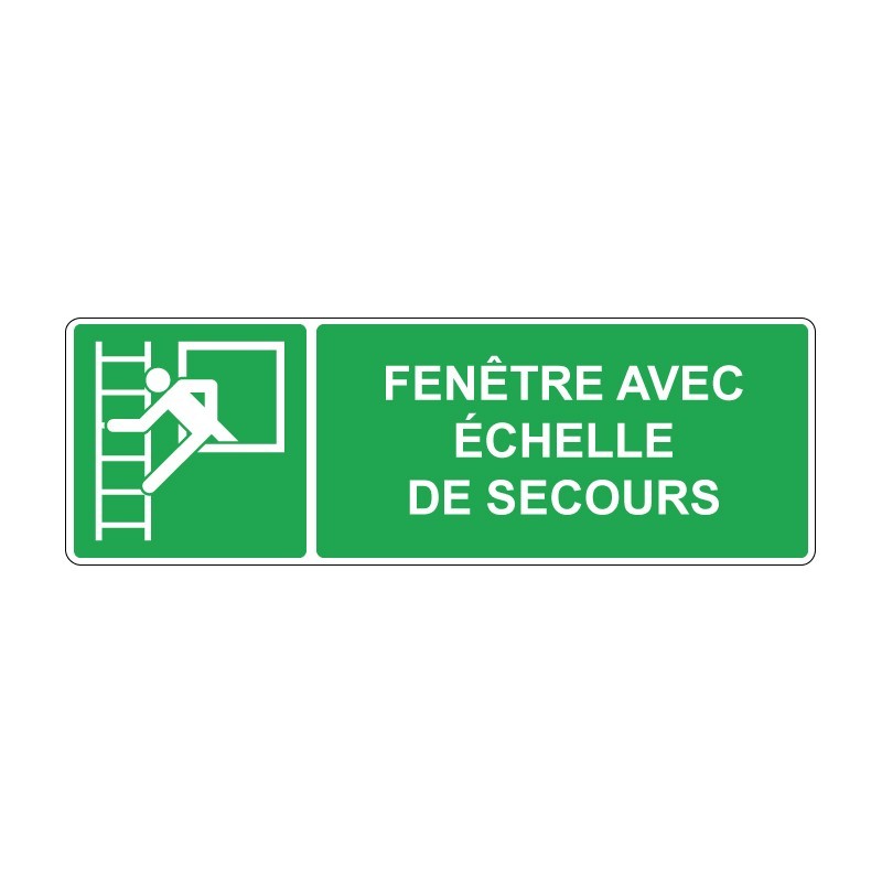 Panneau E016 secours rectangle - Fenêtre avec échelle en adhésif, pvc ou alu dibond