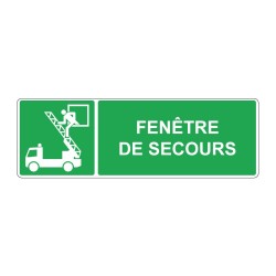 Panneau E017 secours rectangle - Fenêtre de secours en adhésif, pvc ou alu dibond