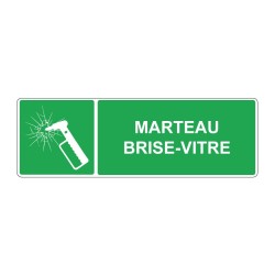 Panneau E025 secours rectangle - Marteau brise-vitre en adhésif, pvc ou alu dibond