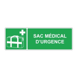 Panneau E027 secours rectangle - Sac médical d'urgence en adhésif, pvc ou alu dibond