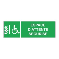 Panneau secours rectangle - Espace d'attente sécurisé PMR en adhésif, pvc ou alu dibond