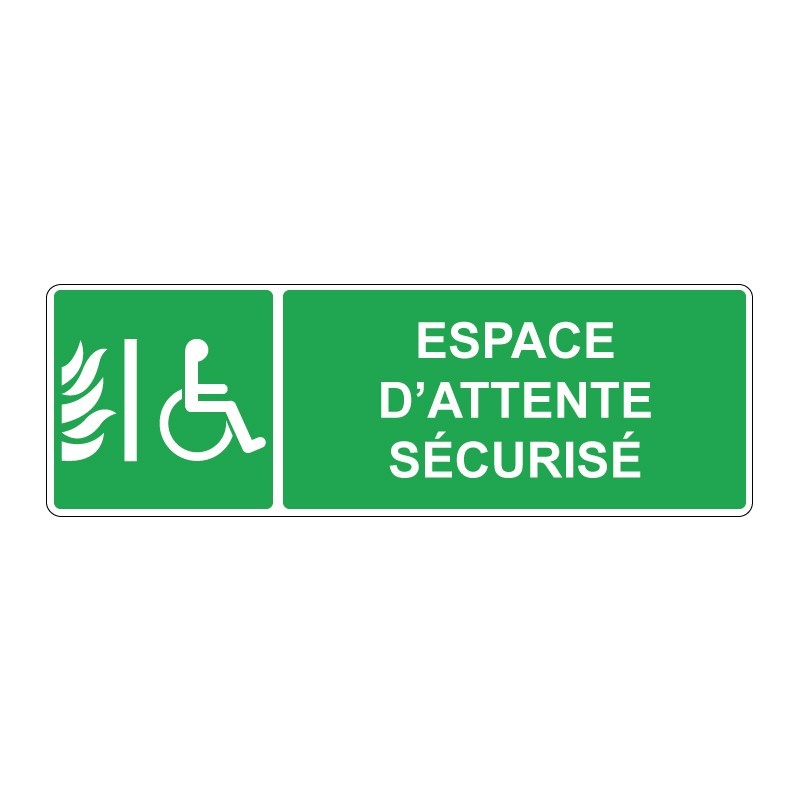 Panneau secours rectangle - Espace d'attente sécurisé PMR en adhésif, pvc ou alu dibond