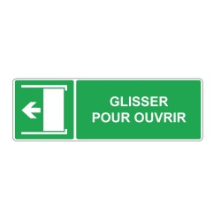 Panneau secours rectangle - Glisser pour ouvrir en adhésif, pvc ou alu dibond