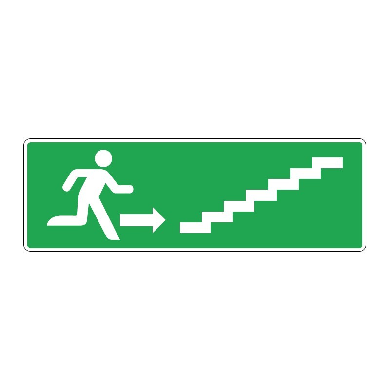 Panneau secours rectangle - Évacuation monter escalier en adhésif, pvc ou alu dibond