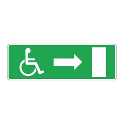 Panneau secours rectangle - Issue de secours PMR flèche en adhésif, pvc ou alu dibond