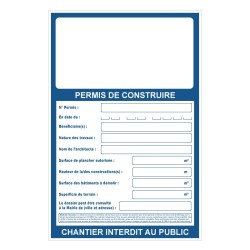Panneau de chantier rectangle - Permis de construire