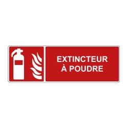 Panneau F001 incendie rectangle - extincteur à poudre en adhésif, pvc ou alu dibond