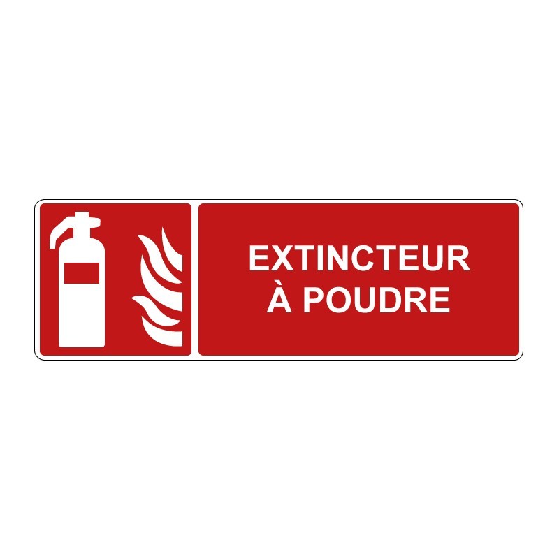 Panneau F001 incendie rectangle - extincteur à poudre en adhésif, pvc ou alu dibond