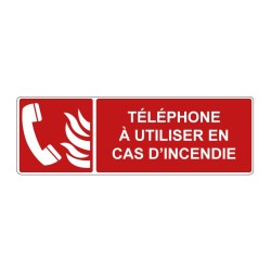 Panneau F006 incendie rectangle - Téléphone à utiliser en cas d'incendie en adhésif, pvc ou alu dibond