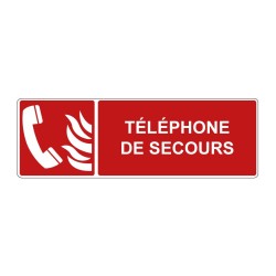 Panneau F006 incendie rectangle - Téléphone de secours en adhésif, pvc ou alu dibond
