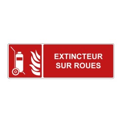 Panneau F009 incendie rectangle - Extincteur sur roues en adhésif, pvc ou alu dibond