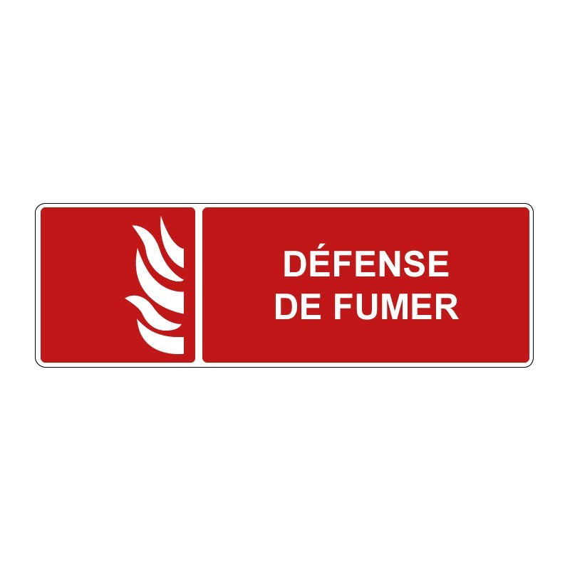 Panneau incendie rectangle - Défense de fumer en adhésif, pvc ou alu dibond