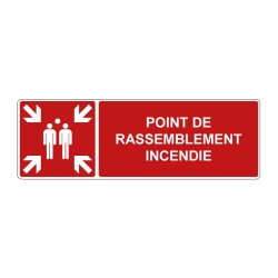 Panneau incendie rectangle - Point de rassemblement incendie en adhésif, pvc ou alu dibond