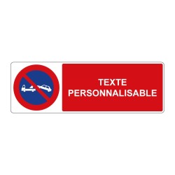 Panneau interdiction rectangle - stationnement interdit fourrière personnalisable en adhésif, pvc ou alu dibond