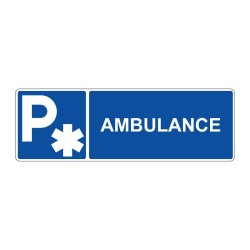 Panneau stationnement rectangle - Parking réservé ambulance en adhésif, pvc ou alu dibond