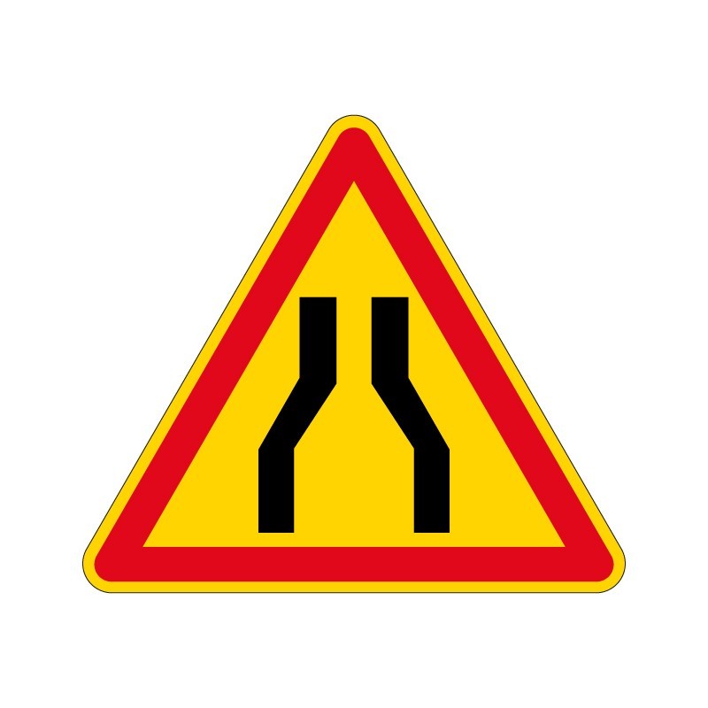 Panneau Ak3 triangle de rétrécissement de voie temporaire de signalisation en PVC, adhésif ou alu Dibond