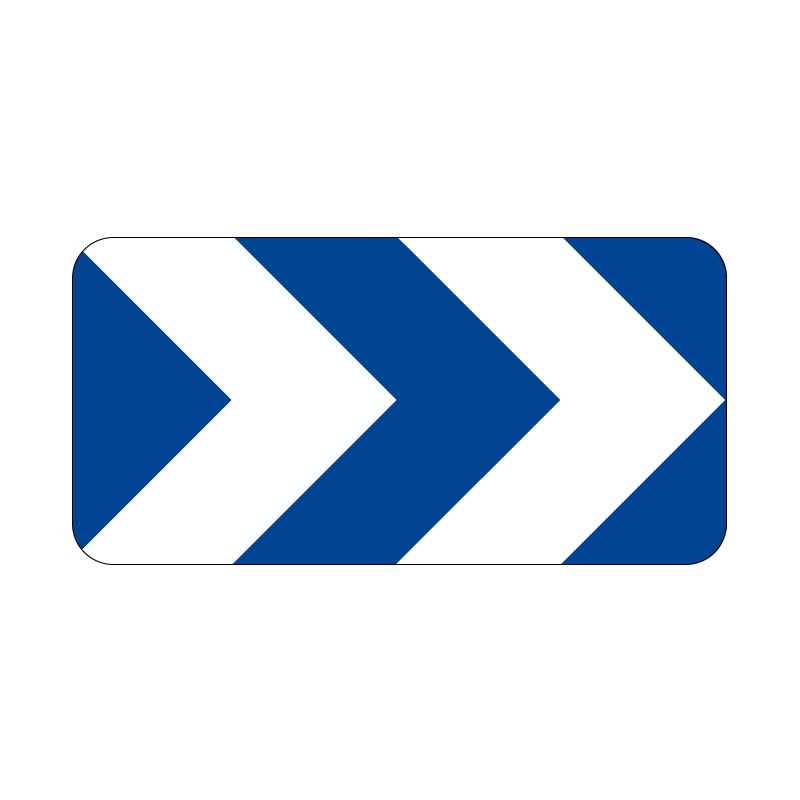 Panneau J4 2 chevrons signalisation en PVC, adhésif ou alu Dibond