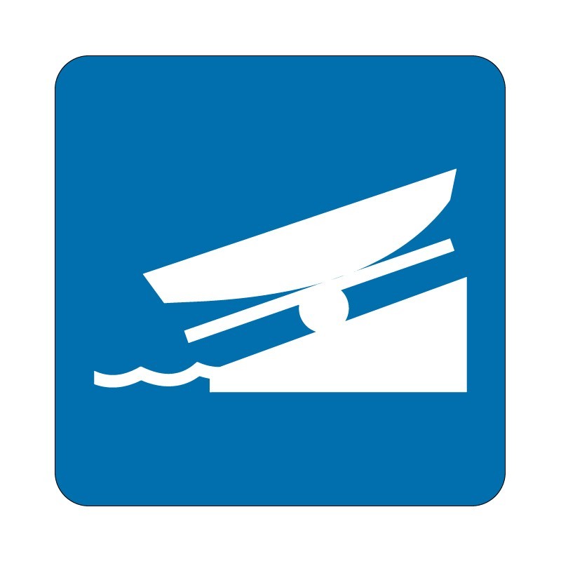 Panneau fluvial E22 - Autorisation de mettre des embarcations à l'eau ou de les en retirer Panneau fluvial E22 - Autorisation de mettre des embarcations à l'eau ou de les en retirer