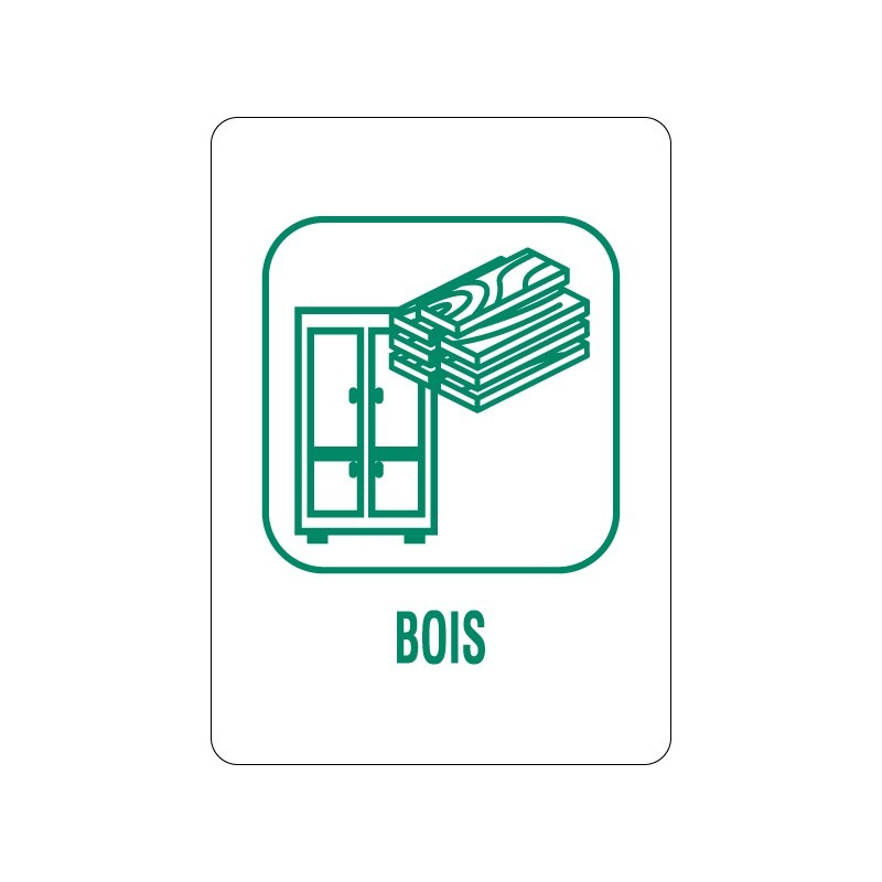 Panneau déchèterie bois et meubles en bois en adhésif, alu Dibond et PVC