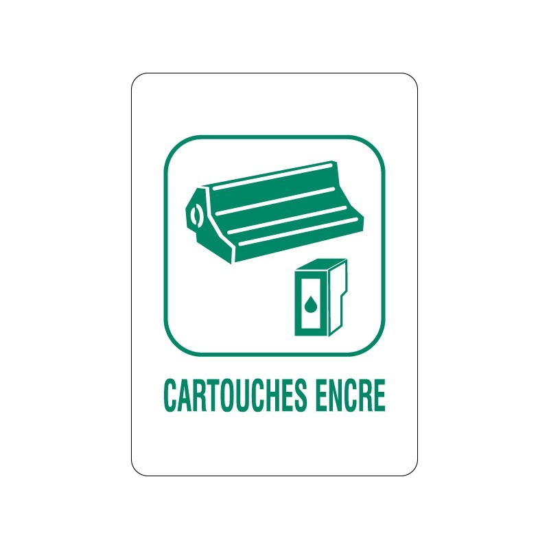 Panneau déchèterie cartouches encre en adhésif, alu Dibond et PVC