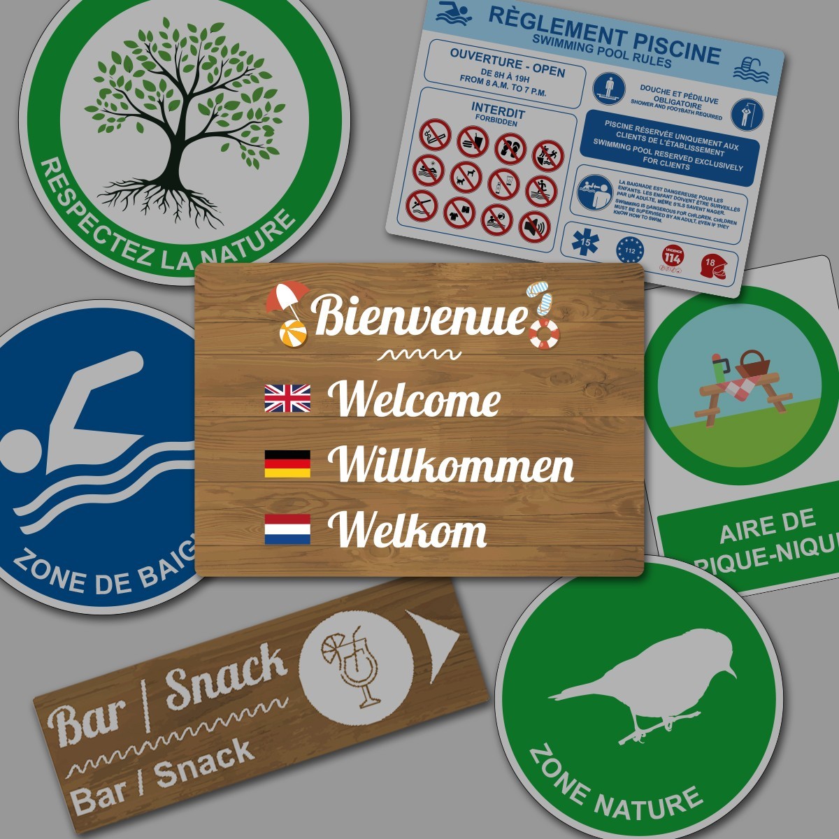 Panneaux de signalisation de camping et loisirs 